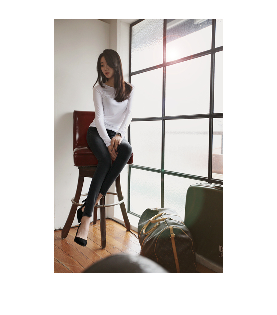 若媚2015秋冬新款女装韩版修身加绒加厚显瘦中腰小脚铅笔打底牛仔裤女  深灰色 加绒款 27码