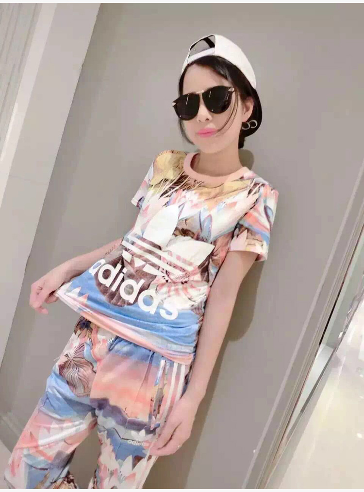 香情姿2015秋季新款印花潮女装 运动休闲三件套 酒红色 M