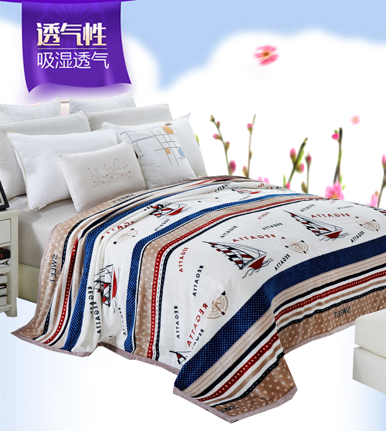 亲见家纺 床上用品 云貂绒毛毯加厚空调毯双人毯 毯子 爱丽丝-蓝 150*200