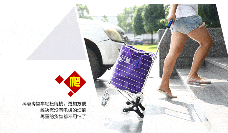 
                                        福称购物车买菜车铝合金爬楼梯车可折叠便携小推车手拉车行李二四六八轮拉杆车老年拖车 八轮 轴承水晶轮                