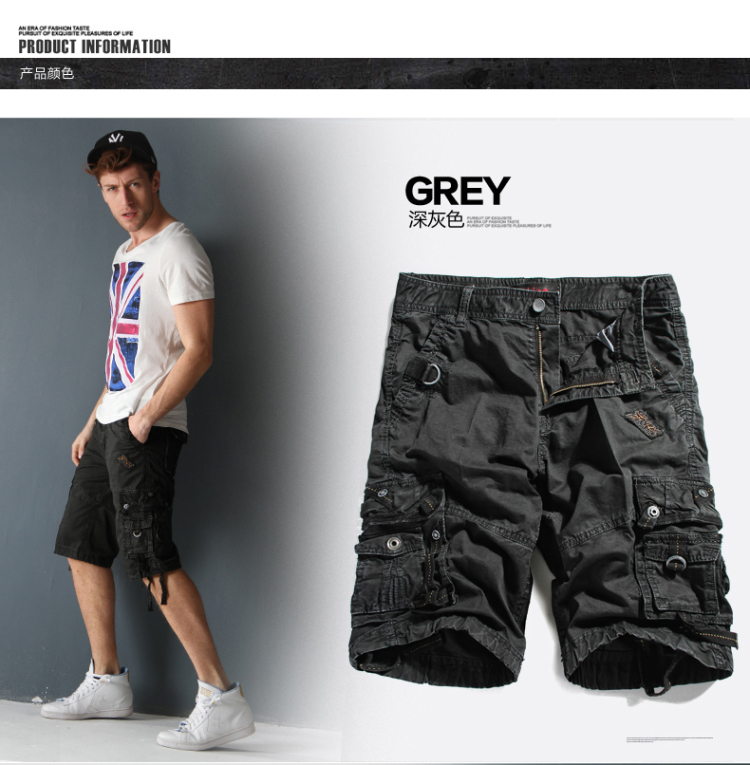 大码<em>军迷</em>短裤男休闲运动纯棉工装男裤夏季多袋