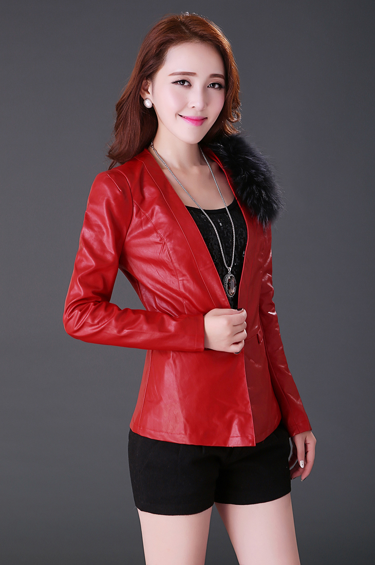 2014春装新款女士小西服<em>皮衣外套</em>韩版<em>修身</em>个