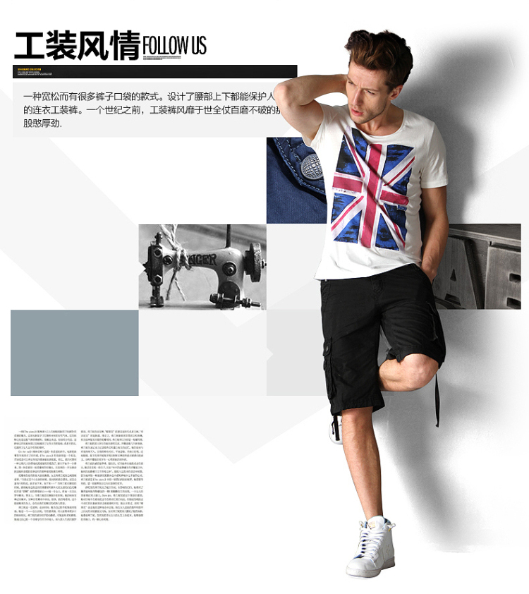 青年户外运动工装短裤男夏季纯棉多袋裤加肥加