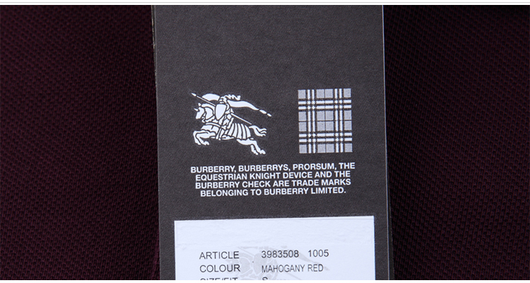 burberry巴宝莉brit系列纯棉金属logo胸饰男士长袖polo衫 黑色 m