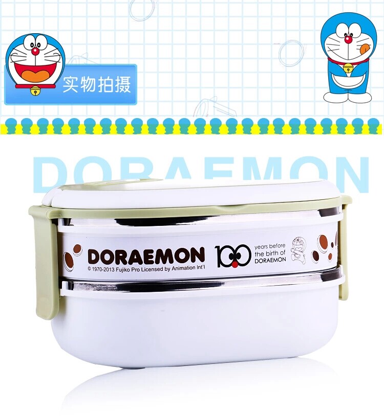 
                                        哆啦A梦 保温双层不锈钢饭盒儿童小学生密封手提可爱便当盒1400ML                