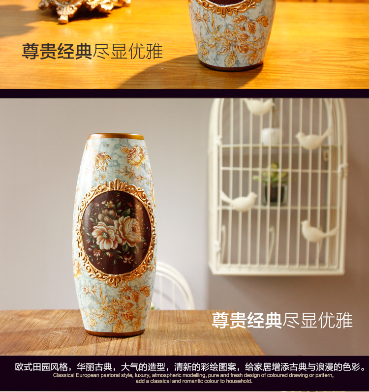 蒂拉欧式陶瓷花瓶摆件 创意花瓶小圆柱乔迁送礼花器花插家居装饰品摆设