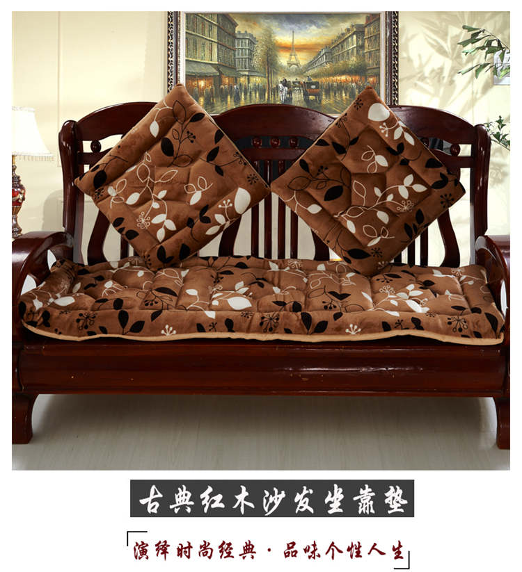
                                        典奈家居 短毛绒实木沙发坐垫 硬质棉红木沙发单人座三人座座垫 简约生活浅咖 坐垫52*106cm                