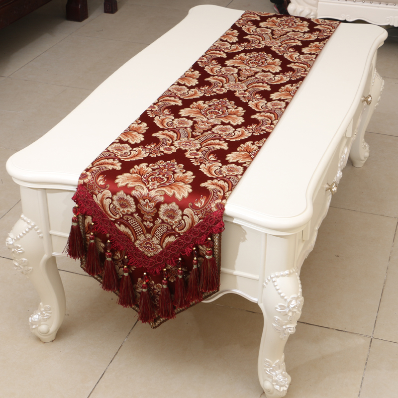 
                                        艺必旭 欧式桌旗 餐桌桌旗时尚 台布 餐垫 桌旗 床旗定做 金色 33*300cm                