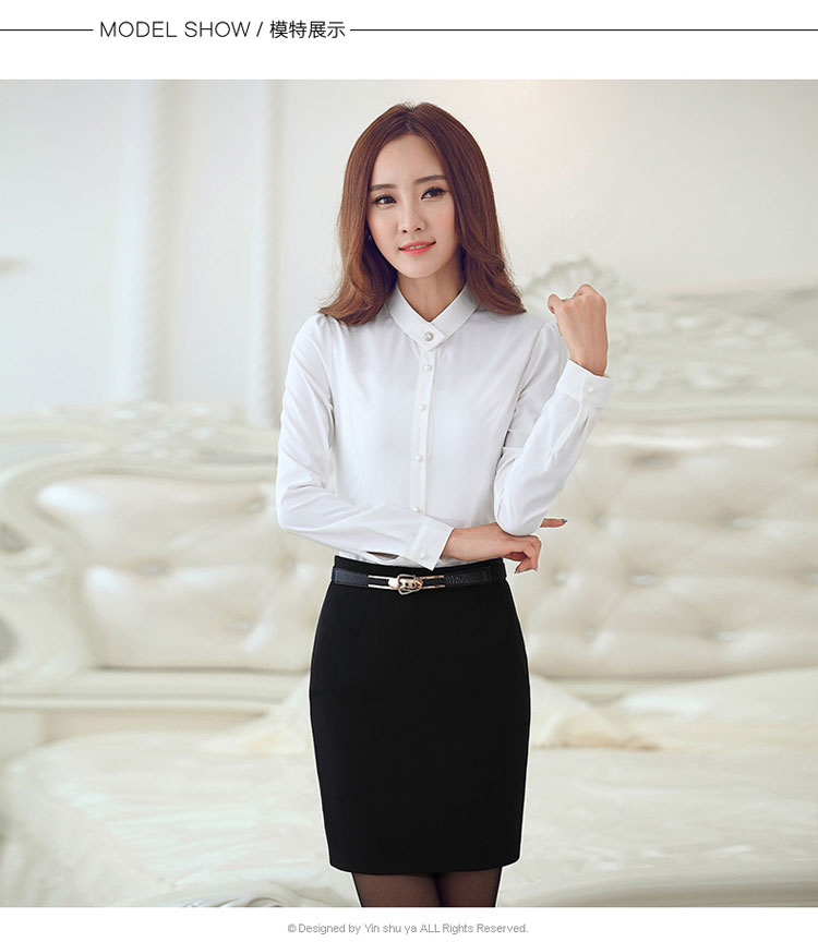么么仙子2015秋冬韩版职业装女装大码长袖衬衫  女士衬衫 玫瑰色  衬衫 L