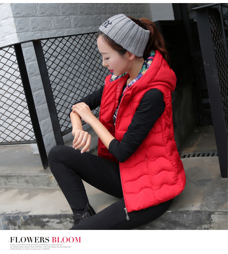 舶式2015秋冬新款轻薄款羽绒服马甲女修身短款韩版连帽外套 黑色 XL
