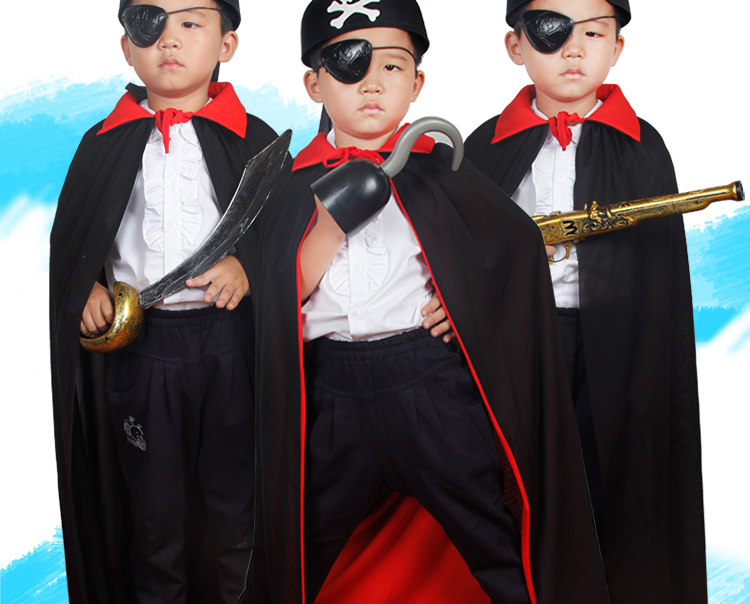 仕彩万圣节道具cosplay海盗装扮配件海盗帽海盗旗胡子胡须大刀海盗枪望远镜 烫金骷髅帽 混发