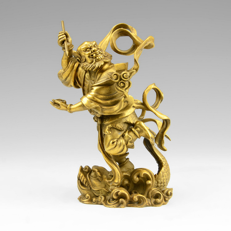 百纳源 魁星点斗独占鳌头工艺品铜魁星踢斗书房办公室装饰品T1629 黄铜色