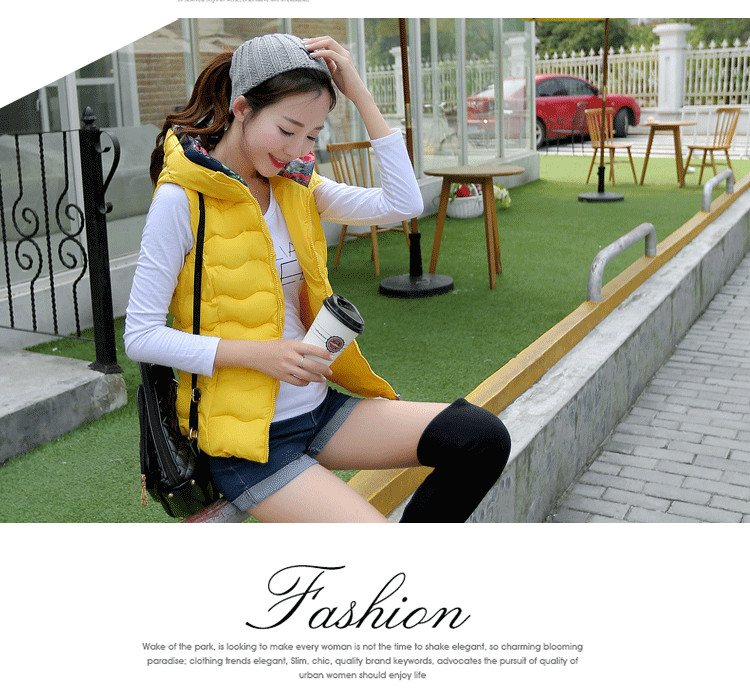 舶式2015秋冬新款轻薄款羽绒服马甲女修身短款韩版连帽外套 黑色 XL