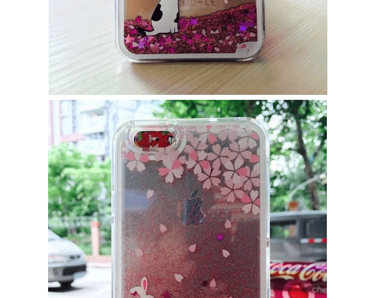 微品多 苹果6手机壳 iPhone6/6s/6plus/6splus樱花液体流沙透明保护套 小白猫 6plus