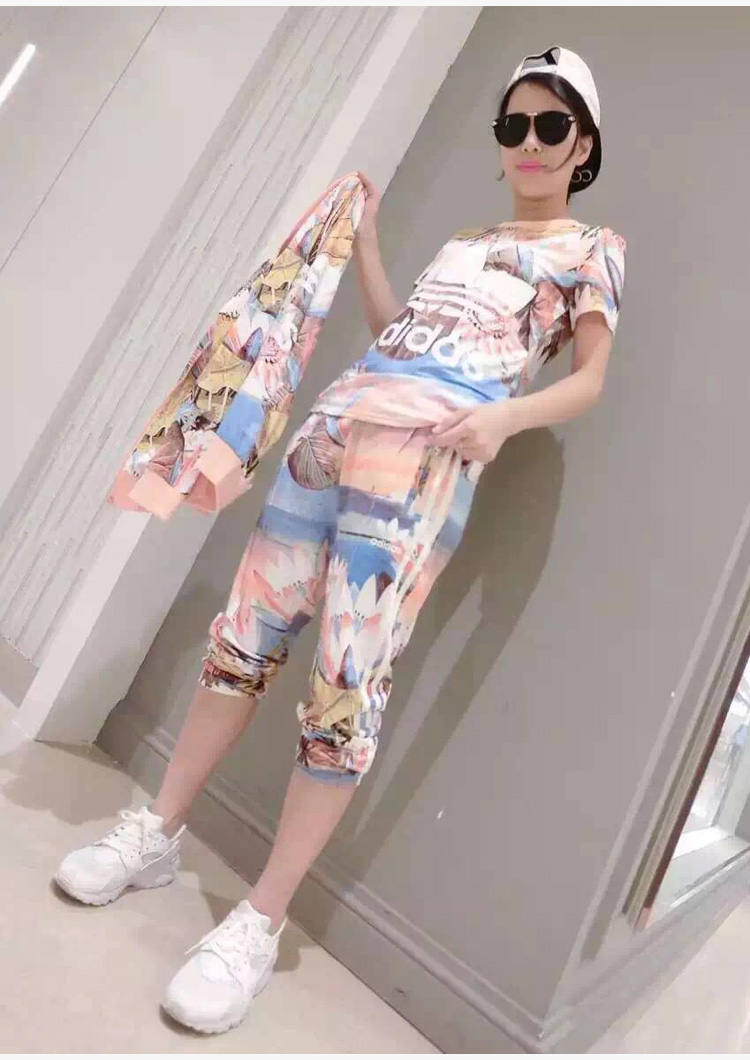 香情姿2015秋季新款印花潮女装 运动休闲三件套 酒红色 M