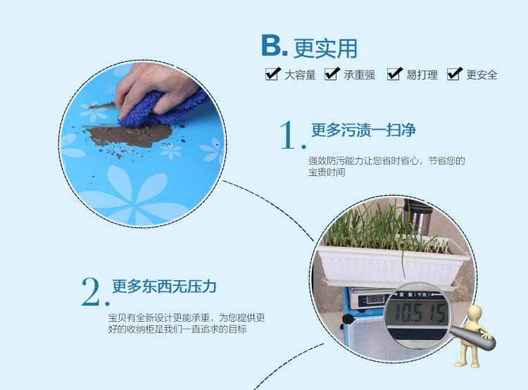 
                                        壹柜坊卧室收纳柜 塑料组合收纳箱 家居衣物整理箱储物柜 宝宝玩具收纳储物箱子整理柜 蓝色雏菊                