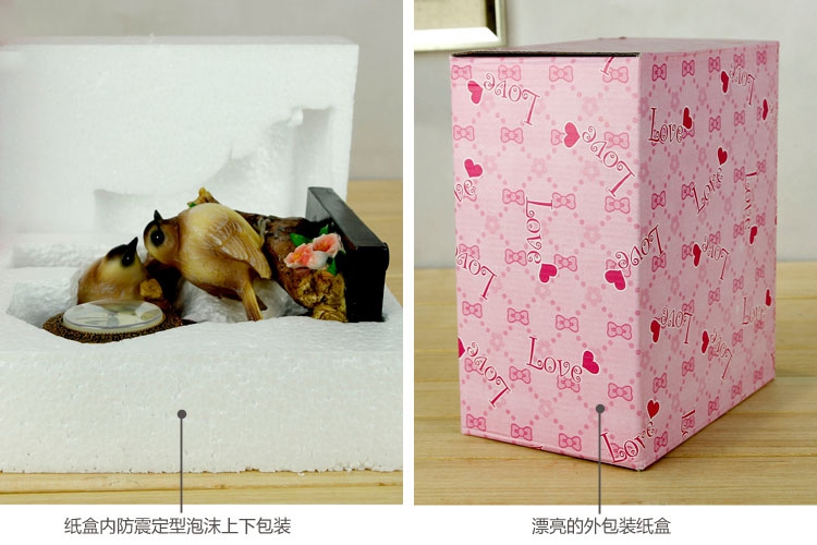 
                                        豪斯特丽 摆件小鸟钟表工艺品 书房装饰品 装饰摆件 喜鹊                