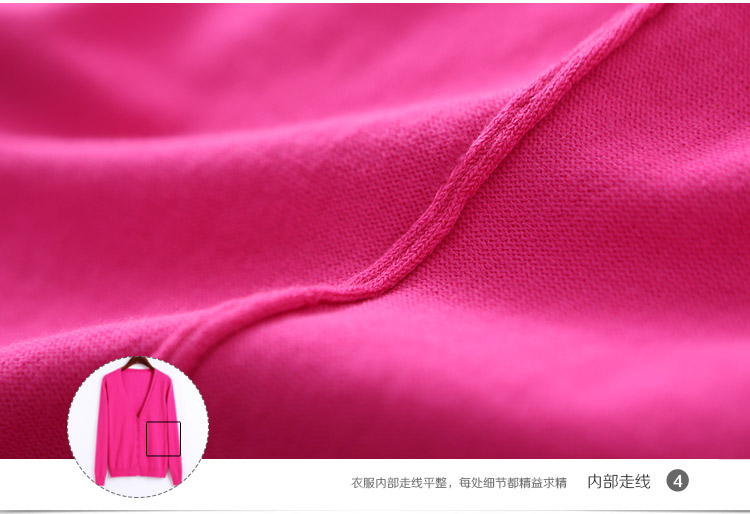 
                                        洛薇雅针织衫女开衫秋装新款V领百搭大码长袖外搭针织外套 玫红 M                
