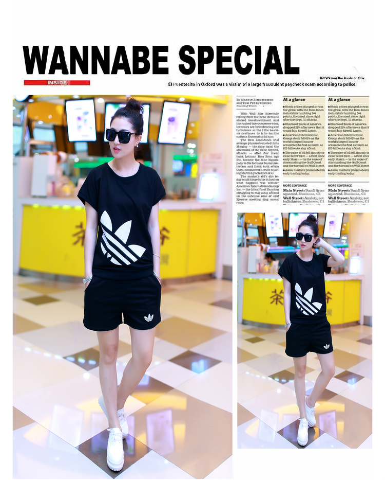 2015 PDQC new summer Korean sport Leisure package shorts two piece loose T shirts uniforms female black XL pictures, price, brand platters! Elections are good character, the national distribution, so why buy now enjoy more preferential! Health