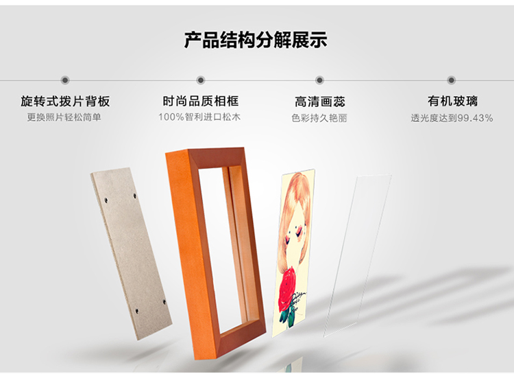 
                                        梓晨 实木挂墙相框 16寸 创意挂墙 摆台画框 白色 16寸1个挂式横竖可挂                