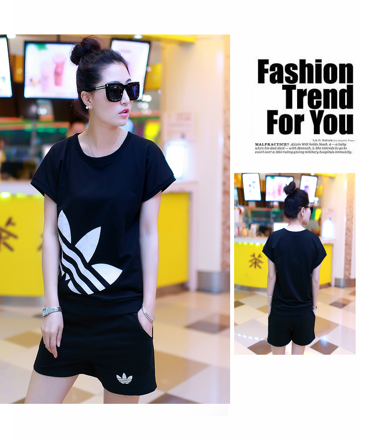 2015 PDQC new summer Korean sport Leisure package shorts two piece loose T shirts uniforms female black XL pictures, price, brand platters! Elections are good character, the national distribution, so why buy now enjoy more preferential! Health