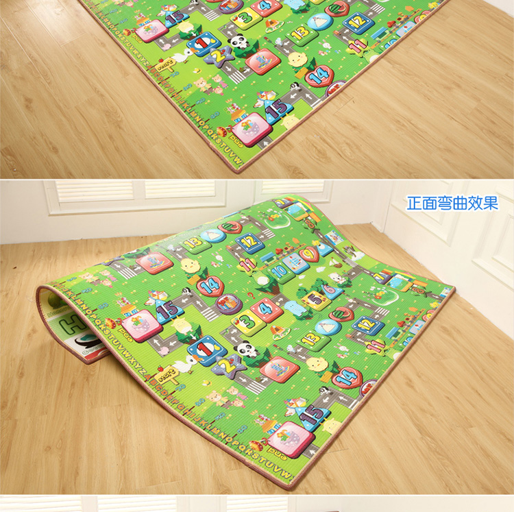 星期八泡沫地垫宝宝爬爬垫儿童游戏垫子婴幼儿拼接垫子海绵地毯地垫3001-XQ 水果字母+草地大富翁 200CM*180CM*1.5