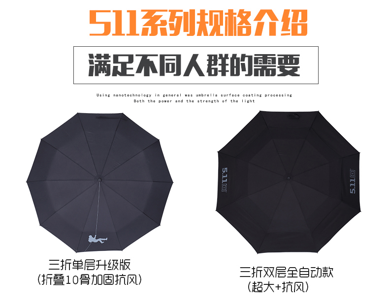 
                                        蓝雨伞折叠韩国超大号自动伞女双人511雨伞男长柄遮阳伞晴雨两用 折叠款双人-双层抗风                