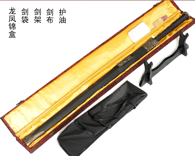 龙泉宝剑汉剑花纹钢八面镇宅剑锰钢龙泉汉剑一体钢硬剑长剑未开刃 深卡其布色