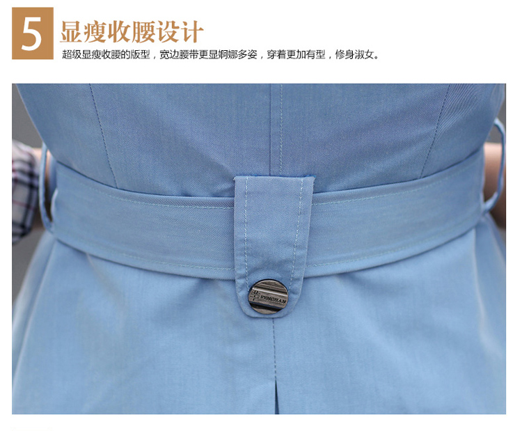 衣锦霓裳 2015秋新款韩版修身女式风衣中长款时尚外套双排扣大衣 浅蓝色 XL