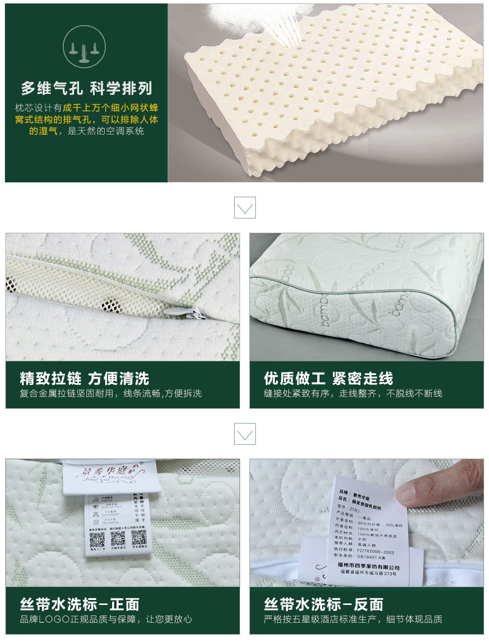 
                                        景秀华庭乳胶枕头 冬暖夏凉枕头乳胶芯 天然成人单人枕头助睡眠枕芯护颈枕 凝胶枕一个                