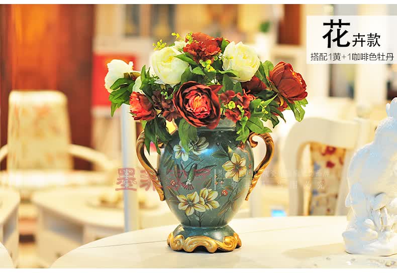 墨菲 欧式陶瓷花瓶摆件客厅插花餐桌创意美式乡村田园