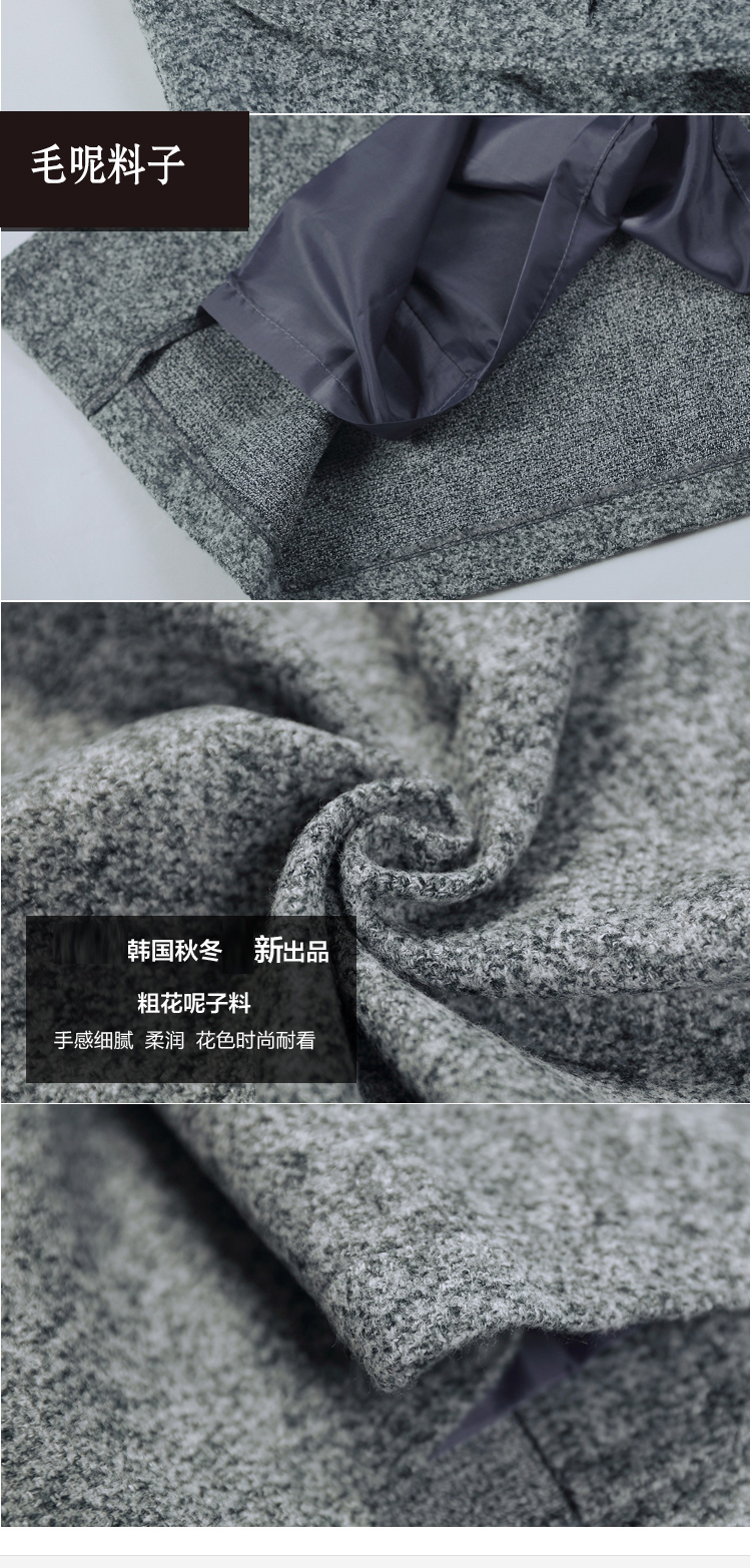 瑞斯凯尼2015秋冬装新款中长裙花毛呢子复古高腰修身包臀铅笔裙 灰色 XL