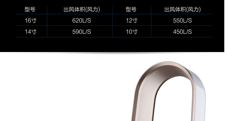 安礼轩无叶风扇电风扇 无扇叶风扇电扇台扇落地扇 16寸椭圆白银