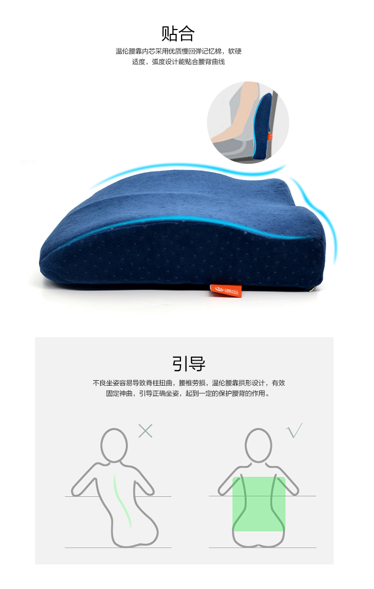 
                                                                                温伦靠垫腰靠太空记忆棉慢回弹腰靠腰枕靠枕办公室靠垫靠背垫腰汽车护腰靠垫坐垫两用学车加高坐垫 紫色                