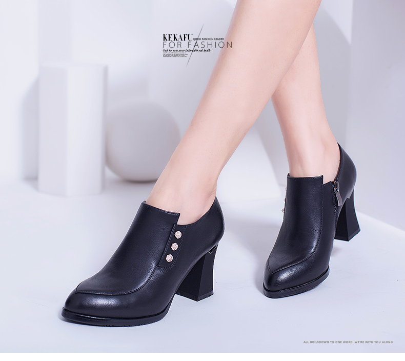 【京东】珂卡芙高跟鞋单鞋女鞋粗跟2016新款