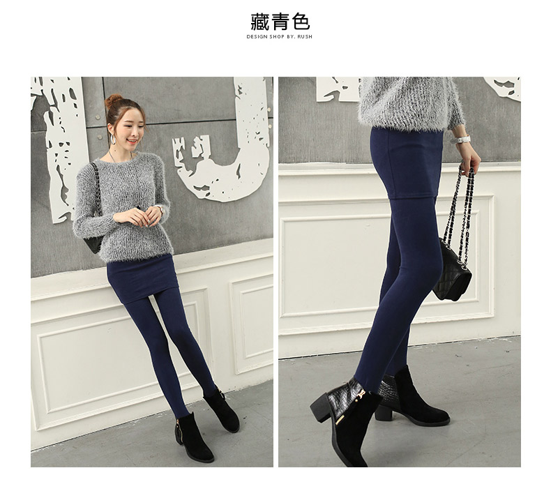 DEEWAHUA2015冬季新品女装新款棉打底裤女加绒加厚保暖裤休闲百搭弹力裤大码包臀裙裤 黑色踩脚 M