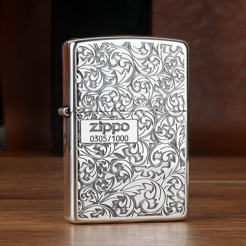 之宝(zippo)打火机 限量编号 蚀刻幸运富贵唐草 加厚盔甲机 原装专柜