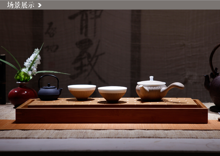 踞虎堂茗江山节节高 储水 茶盘 竹 茶海茶盘实木茶具茶道 节节高茶盘长方形