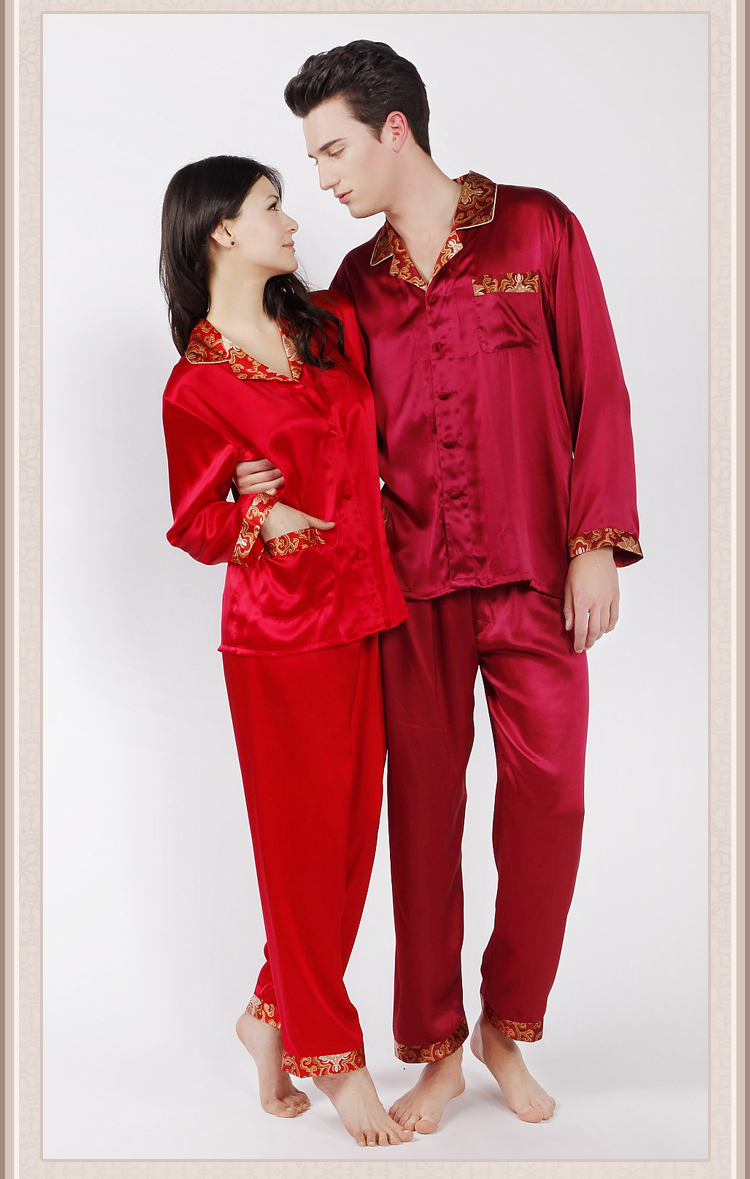 桑帕尔高档<em>真丝</em>男女<em>真丝</em>情侣<em>睡衣开衫前扣</em>桑蚕