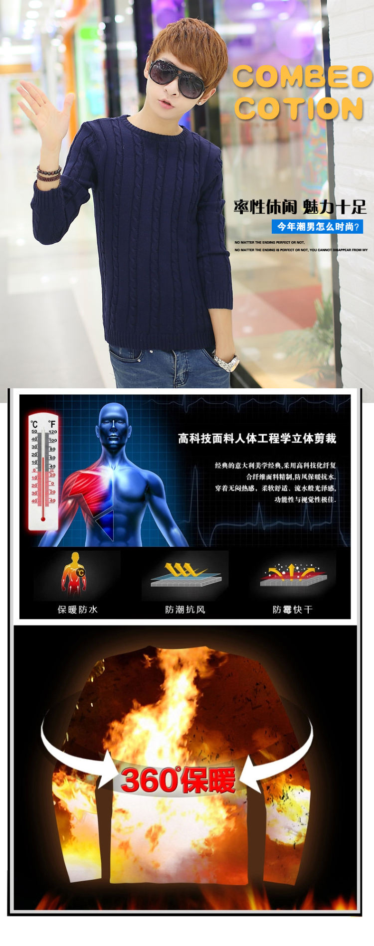 2014秋冬新款<em>男士</em>圆领<em>织花</em>时尚<em>毛衣</em> 休闲韩版