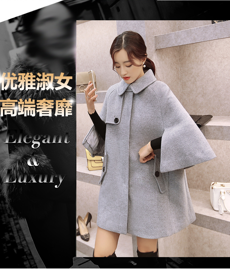 The Champs Elysees Honey Love   2015 autumn and winter new Korean version of loose cloak? Why women jacket gross sub wind jacket  708 gray M picture, prices, brand platters! The elections are supplied in the national character of distribution, so action, buy now enjoy more preferential! As soon as possible.
