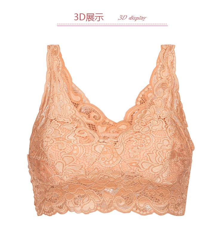 铭媛闺秀无钢圈文胸薄款背心式女士内衣深v性感蕾丝胸罩 红色 38/85xl