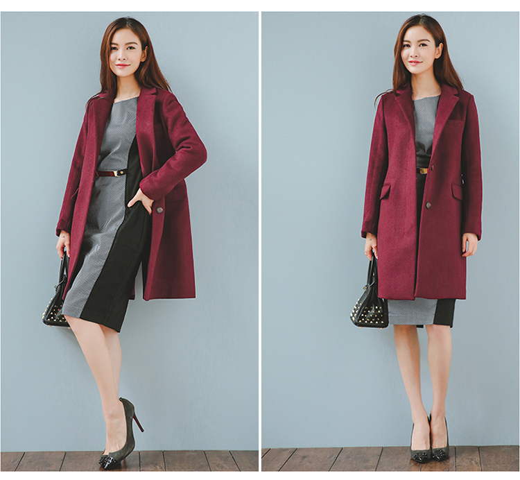 良衣尼朵2015冬季新款大衣女中长款韩版羊毛绒厚毛呢外套风衣女 驼色 M