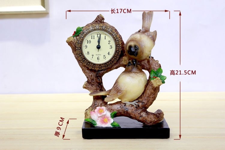 
                                        豪斯特丽 摆件小鸟钟表工艺品 书房装饰品 装饰摆件 喜鹊                