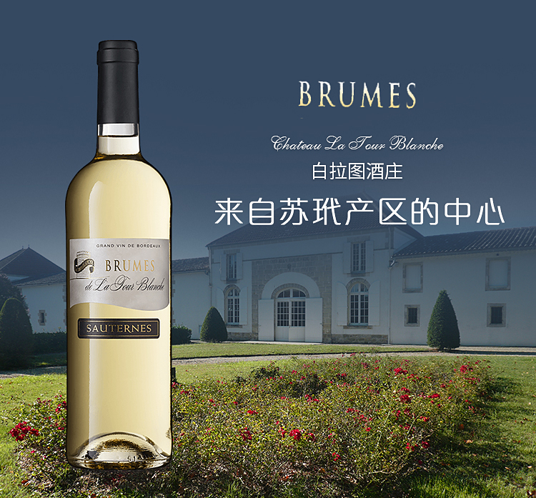 法国原瓶进口甜白葡萄酒 苏玳一级庄 Brumes 