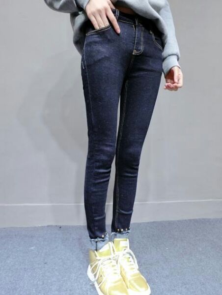 沙德梅森2016韩国修身打底外穿小脚铆钉牛仔裤女款弹力铅笔裤c1