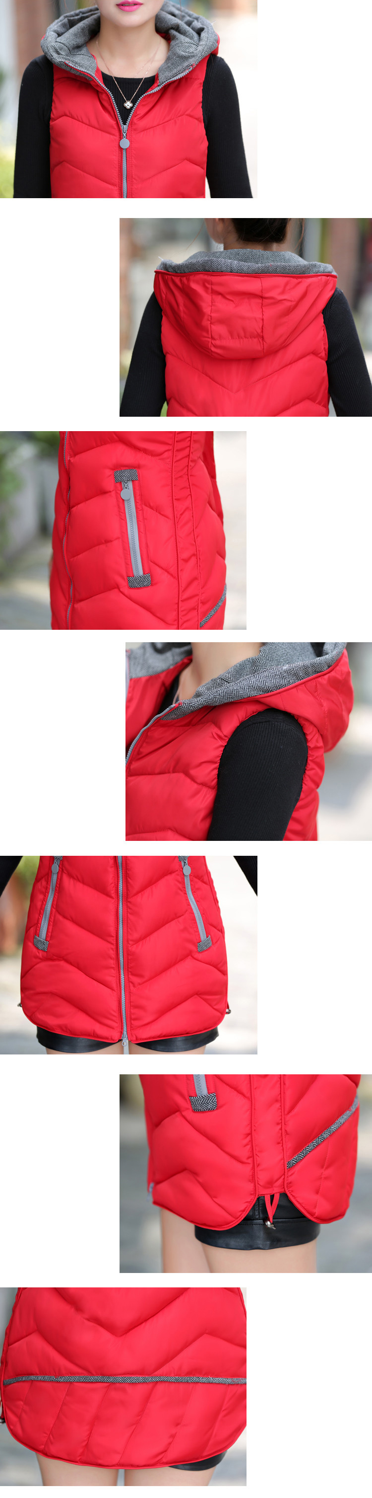 Baoxinfu 2015秋冬新款马甲羽绒棉服女外套韩版中长款大码加厚修身连帽棉衣女111 红色 XXXL
