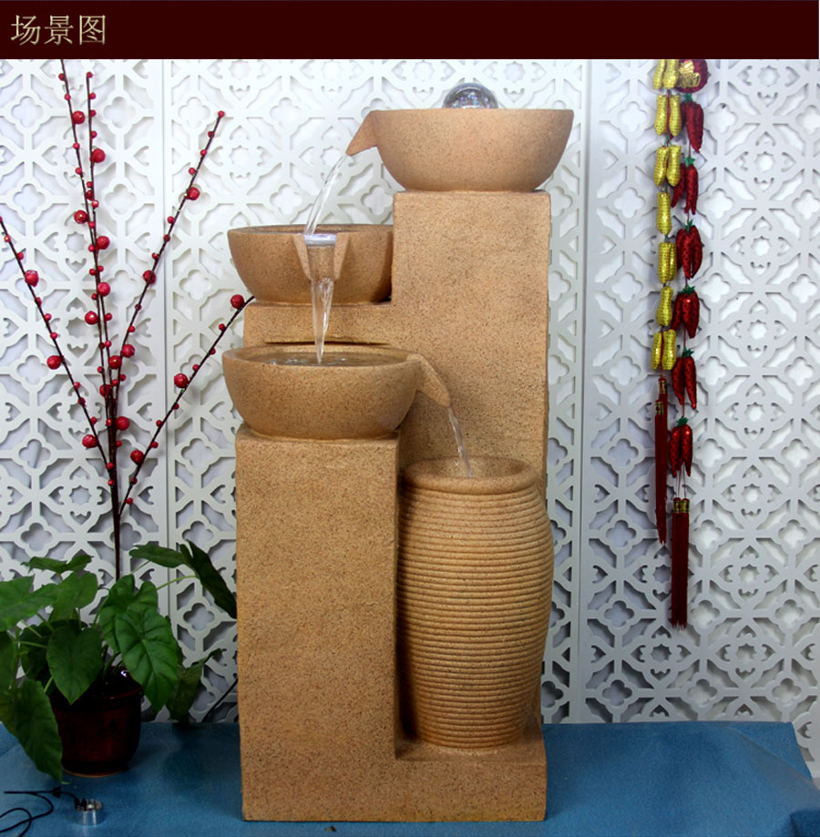 
                                        大型流水喷泉盆景摆件 开业乔迁礼品 招财风水盆景工艺摆设 门厅庭院水景家居装饰创意礼品                