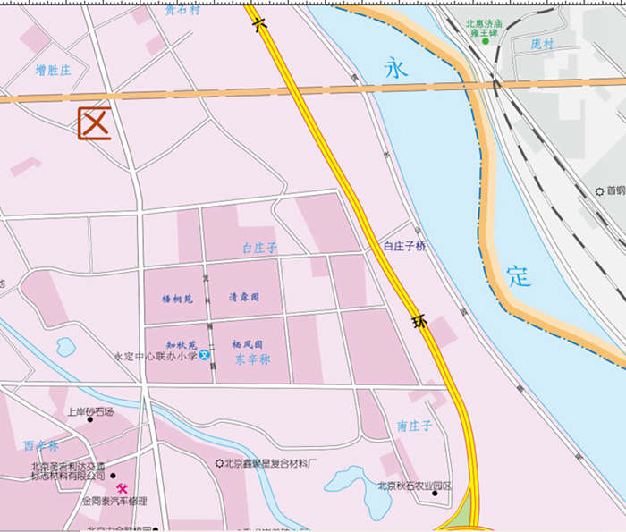 比例尺地图表示门头沟全区域内各级道路:高速,省道,乡道;各级行政区域