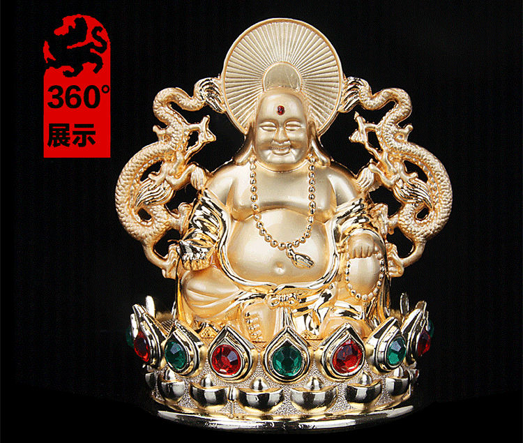 泰山天御阁 合金汽车摆件饰品 双面千手观音弥勒佛像